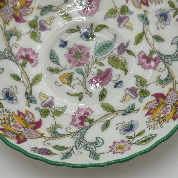 Minton Haddon Hall Chintz w Green Trim Soup Cream Bowl  with Stand - Picture 8 of 16